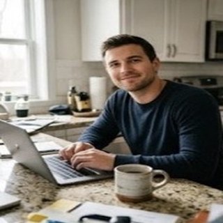 David Lewin working at his desk